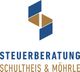 Logo von Steuerberatung Schultheis & Möhrle mit blau-goldenem grafischen Element.
