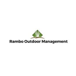 Green triangle logo for Rambo Outdoor Management on a white background.