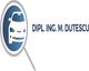 Logo mit Auto und Text: "DIPL. ING. M. DUTESCU".