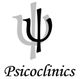 Logo de Psicoclinics con un símbolo psi en negro frente a uno gris.