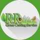 Logo of RR Grass Cutting Service with grass, a leaf, a ladybug, and a butterfly.