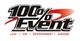 Logo mit Text: "100% Event". Unten steht: "Licht | Ton | Entertainment | Karaoke".