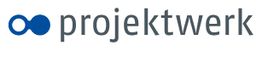 Unendlichkeitssymbol neben dem Text "projektwerk" auf weißem Hintergrund.