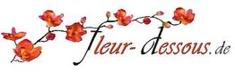 Logo mit roten Blumen und Schriftzug "fleur-dessous.de" auf weißem Hintergrund.