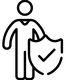 Person icon with a shield and checkmark, symbolizing security or protection.