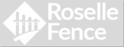 Roselle Fence logo with stylized fence graphic.