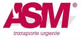 Logo de ASM en rojo con el texto "transporte urgente" debajo.