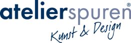 Logo von "atelierspuren", mit dem Text "Kunst & Design" darunter.
