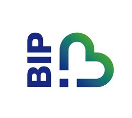Logo mit blauem "BIP"-Text und grün-blauem Herzsymbol rechts daneben.