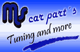Logo mit blauem Farbverlauf: "MS car part's, Tuning and more".