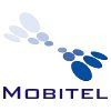 Logo von Mobitel mit blauen und grauen Ovale in einem Muster, darunter der Name "Mobitel".