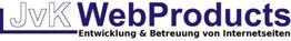Logo mit Text "JvK WebProducts" und "Entwicklung & Betreuung von Internetseiten".
