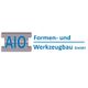 Logo mit Schriftzug "AIO Formen- und Werkzeugbau GmbH" in blau auf weißem Hintergrund.