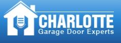 Logo of Charlotte Garage Door Experts, featuring a house graphic on a blue background.