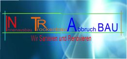 Buntes Logo mit den Worten: Innenausbau, Trockenbau, Abbruch, BAU. Text: "Wir Sanieren und Renovieren".