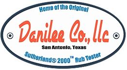 Logo of Danilee Co., LLC, San Antonio, Texas, with Sutherland® 2000™ Rub Tester text.