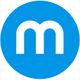 Weißes "m" auf blauem Kreis-Hintergrund.