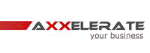 Logo mit rotem Streifen und Text "AXXELERATE your business".