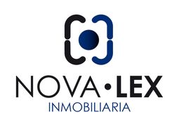 Logo de Nova Lex Inmobiliaria con un diseño geométrico azul y negro.