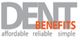 "DENT BENEFITS logo with tagline: affordable, reliable, simple."