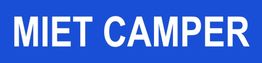 Text "MIET CAMPER" auf blauem Hintergrund.