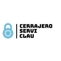 Candado azul junto al texto "Cerrajero Servi Clau".