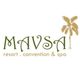 Logo do Mavsa Resort com uma palmeira e o texto "resort, convention & spa".