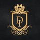 Elegantes Wappen auf schwarzem Hintergrund, vergoldetes Design mit den Buchstaben D und L.