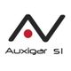 Logotipo de Auxigar SL, con letras negras y un punto rojo entre dos líneas en forma de V.