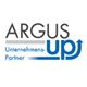 Logo mit Text "ARGUS Unternehmens-Partner", Pfeil zeigt nach oben im Buchstaben "up".