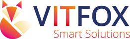Logo von Vitfox mit stilisiertem Fuchs und Text "Smart Solutions" in farbigen Buchstaben.