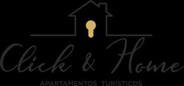 Logo de Click & Home, con imagen de casa y texto: "APARTAMENTOS TURÍSTICOS".