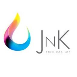 Colorful abstract logo with text "JNK services inc" in sleek, modern font.