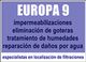 Texto promocional de "Europa 9" sobre impermeabilización y reparación de daños por agua.