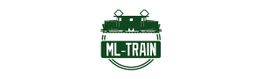 Grünes Logo mit Zug und Schriftzug "ML-TRAIN", darunter eine stilisierte Schiene.