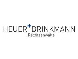 Logo mit Text "HEUER BRINKMANN Rechtsanwälte" in schwarzer Schrift und einem blauen Pluszeichen.
