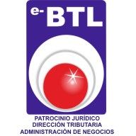 Logo de e-BTL con un círculo rojo y texto: "Patrocinio Jurídico, Dirección Tributaria".
