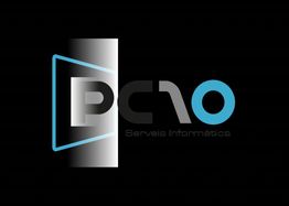 Logo de PC10 Serveis Informàtics con diseño moderno en negro, gris y azul.