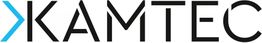 Schwarzer KAMTEC-Schriftzug mit blauem Pfeil nach rechts.