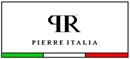 Logo di Pierre Italia con lettere nere e bandiera italiana in basso.