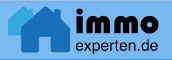 Logo mit blauem Haus und Text "immoexperten.de" auf blauem Hintergrund.