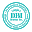 Turquoise circular emblem with a stylized building and two rows of dots surrounding it.