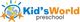 Logo of Kid's World Preschool with children around a globe.