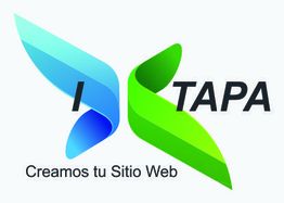 Logo con alas azules y verdes, texto: "ITAPA, Creamos tu Sitio Web".