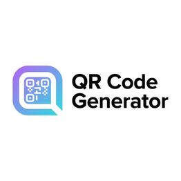 QR Code Generator logo with a gradient chat bubble containing a QR code design.
