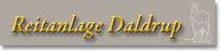 Text: "Reitanlage Daldrup" in gelber Schrift auf grauem Hintergrund.