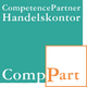 Grünes Logo mit Text "CompetencePartner Handelskontor" und "CompPart" in Weiß und Orange.