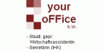 Logo mit Text: "your oFFIce S.W.", "Wirtschaftsassistentin", "Sekretärin (IHK)".
