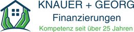 Logo von Knauer + Georg Finanzierungen, zwei Hände halten ein Haus, Text: "Kompetenz seit über 25 Jahren".