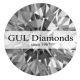Logo von GUL Diamonds mit der Aufschrift "since 1967" auf einem stilisierten Diamantenhintergrund.